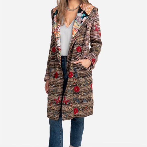 Johnny Was Sweaters - Johnny Was BIYA Dana Patchwork Hoodie Duster Large